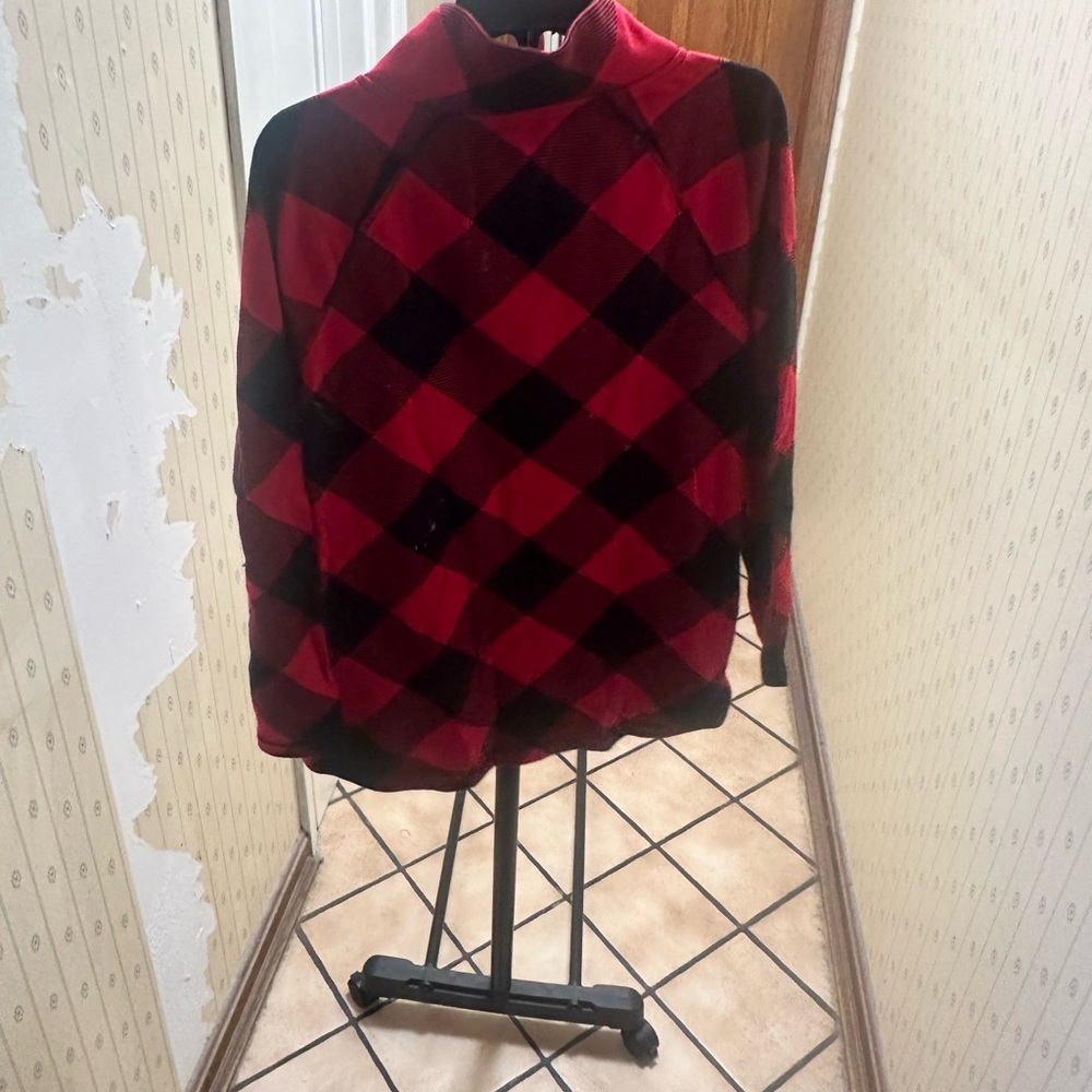 Blue and Black Checkered Mock Neck Shirt NWOT large